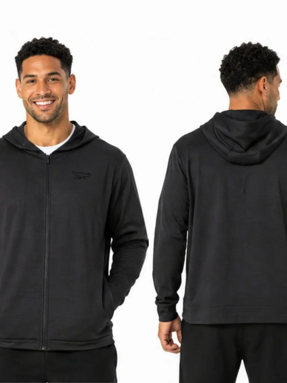 NWT Reebok Men's Small Black Dime Full Zip Hoodie Athletic Training Jacket